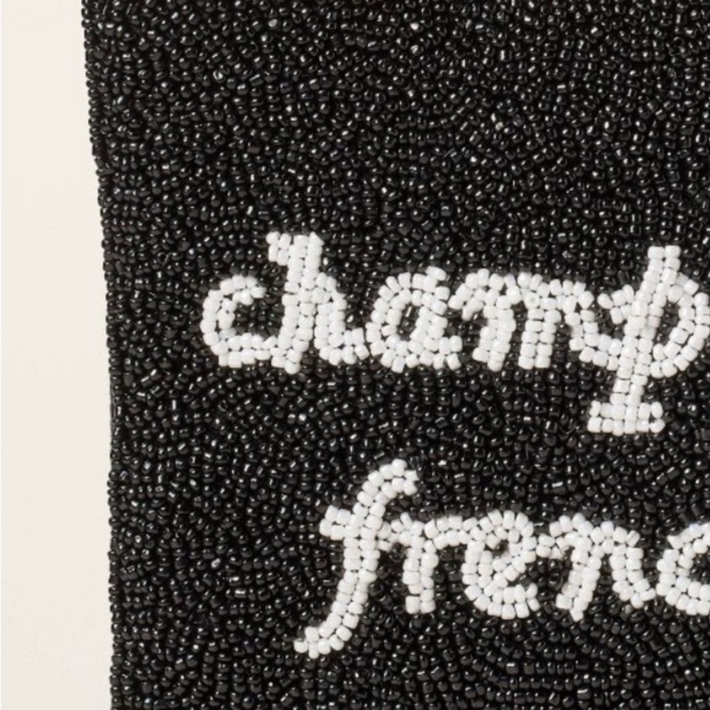 Kate Spade X Target Beaded Pouch with White Text CHAMPAGNE & French Fries NEW - Picture 5 of 7
